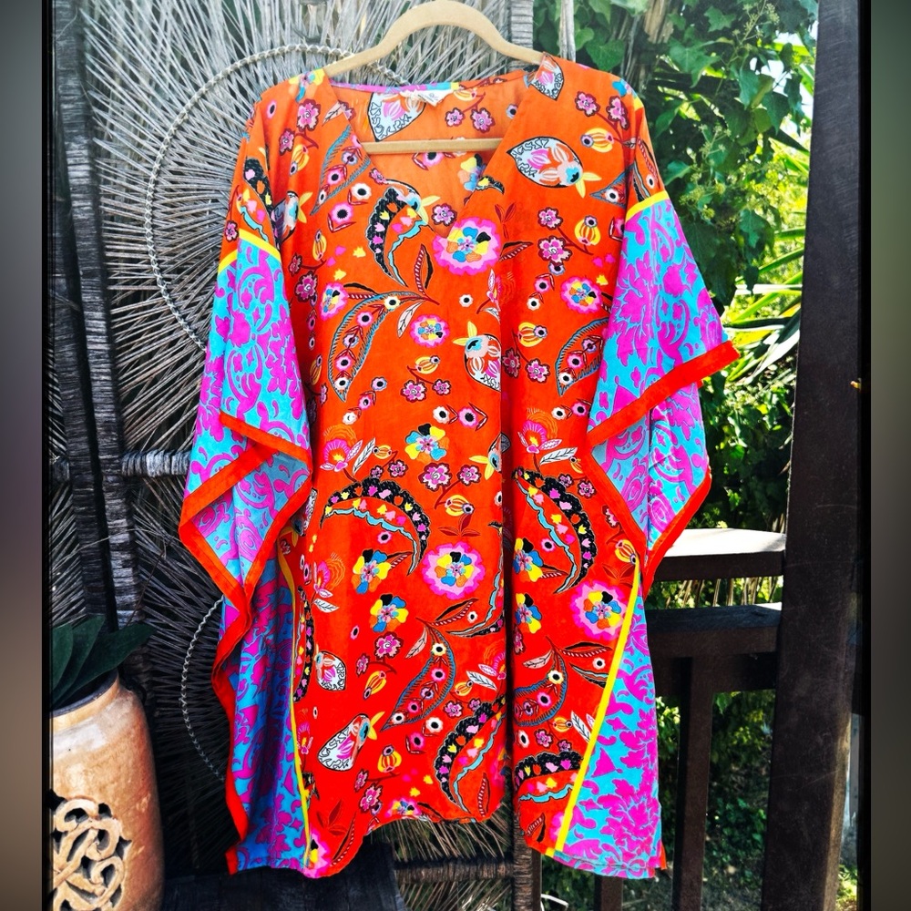 Orange Turquoise Floral Tunic